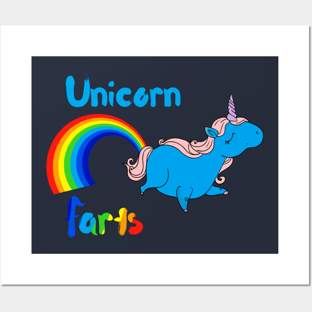 Rainbows: Unicorn Farts - Mythical Magical Horse Horn Wall Art by PozureTees108